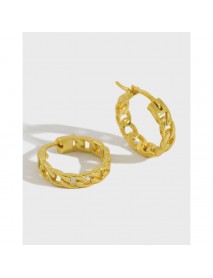 Graducation Hollow Chain 925 Sterling Silver Huggie Hoop Earrings