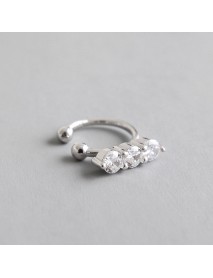 Classic Round CZ 925 Sterling Silver Non-Pierced Earring(Single)