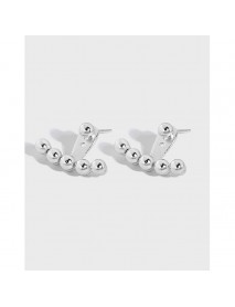 Office Beads Lines Geometry 925 Sterling Silver Stud Earrings