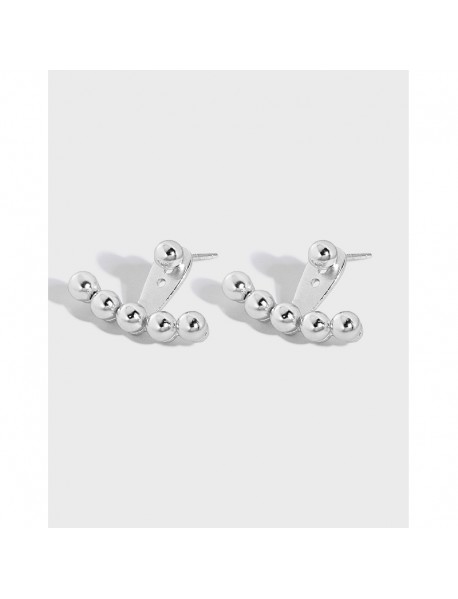 Office Beads Lines Geometry 925 Sterling Silver Stud Earrings