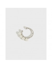 Classic Round Shell Pearl 925 Sterling Silver Non-Pierced Earring(Single)