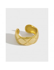 Simple Rhombus Pattern 925 Sterling Silver Adjustable Ring