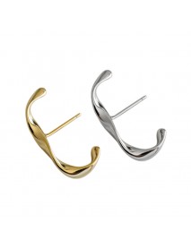 Hot Mobius Twisted C Shape 925 Sterling Silver Stud Earrings