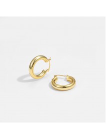 Simple New Tube Circle 925 Sterling Silver Huggie Hoop Earrings
