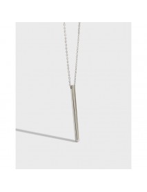 Simple Geometry Square Bar 925 Sterling Silver Necklace