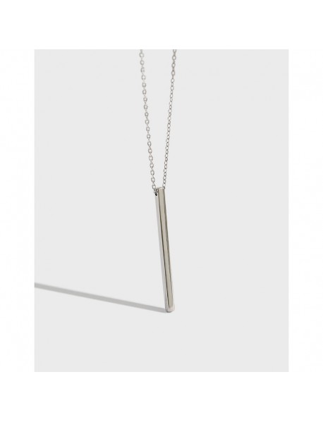Simple Geometry Square Bar 925 Sterling Silver Necklace