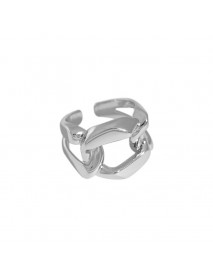 Hot Hollow Wide Chain 925 Sterling Silver Adjustable Ring