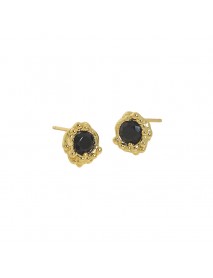 Casual Black CZ Flower Bud 925 Sterling Silver Stud Earrings