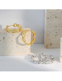 Modern Fashion Hollow Chain 925 Sterling Silver Hoop Earrings