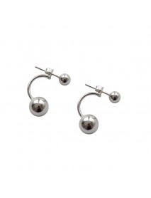 Simple Classic Round Beads 925 Sterling Silver Stud Earrings