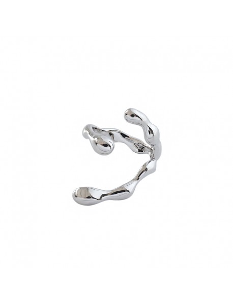 Fashion Irregular C Shape Wide 925 Sterling Silver Adjustable Ring
