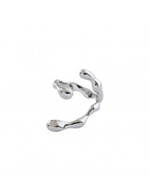 Fashion Irregular C Shape Wide 925 Sterling Silver Adjustable Ring