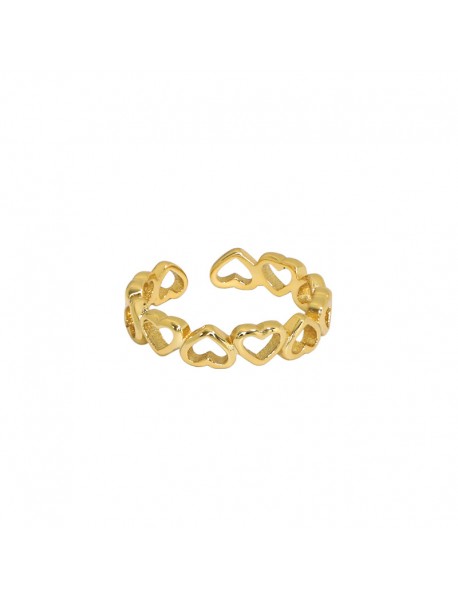 Girl Hollow Hearts Hot 925 Sterling Silver Adjustable Ring
