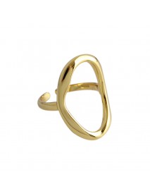 Simple Irregular Geometry Hollow Circles 925 Sterling Silver Adjustable Ring
