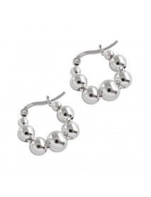 New Bubbles Beads 925 Sterling Silver Hoop Earrings