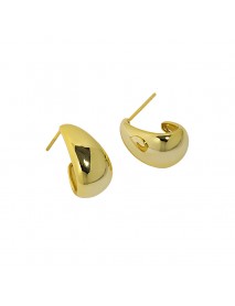 Fashion Geometry Oval C Shape 925 Sterling Silver Hoop Earrings