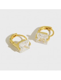 Office Geometry Radiant CZ 925 Sterling Silver Hoop Earrings