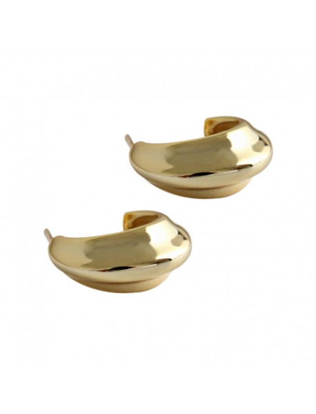 Causal Simple Letter C Shape 925 Sterling Silver Hoop Earrings