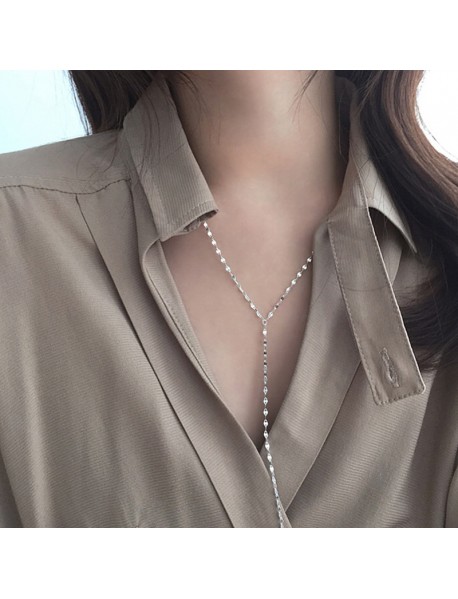 Fashion Hollow Chain Y Shape 925 Sterling Silver Necklace