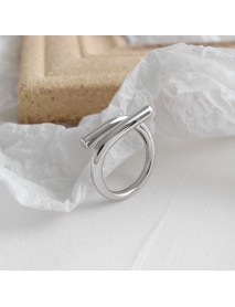 Minimalist Lines Cross Simple 925 Sterling Silver Adjustable Ring