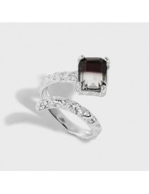 Elegant Geometry Fading CZ 925 Sterling Silver Adjustable Ring