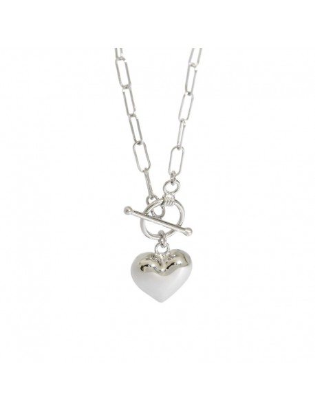 Women Simple Love Heart OT 925 Sterling Silver Necklace