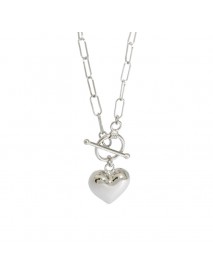 Women Simple Love Heart OT 925 Sterling Silver Necklace