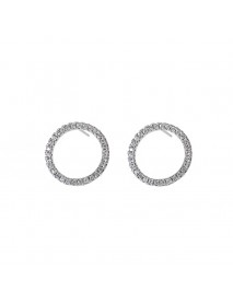 Classic Geometry Hollow CZ Circle 925 Sterling Silver Stud Earrings