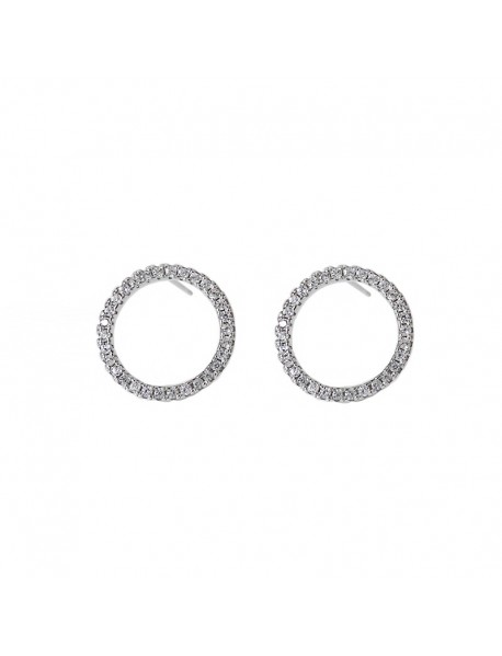 Classic Geometry Hollow CZ Circle 925 Sterling Silver Stud Earrings
