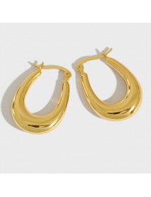 Classic Fashion Letter U Shape 925 Sterling Silver Hoop Earrings