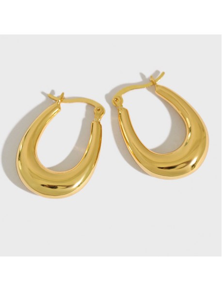 Classic Fashion Letter U Shape 925 Sterling Silver Hoop Earrings