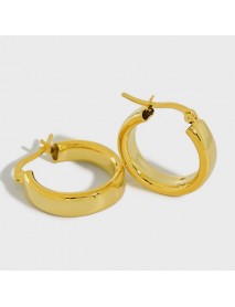 Classic Geometry Hollow Circle 925 Sterling Silver Huggie Hoop Earrings