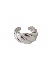 New Hot Wide Twisted Weaving 925 Sterling Silver Adjustable Ring
