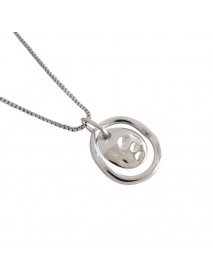 Lady Double Circle Round Tag Irregular 925 Sterling Silver Necklace