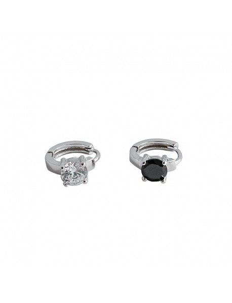 Casual Geometry Round CZ 925 Sterling Silver Hoop Earrings