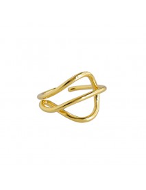 Holiday Wide Braided Lines 925 Sterling Silver Adjustable Ring