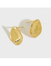 Holiday Irregular Concave Convex Geometry 925 Sterling Silver Stud Earrings