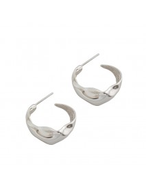 Fashion Irregular C Shape 925 Sterling Silver Hoop Earrings