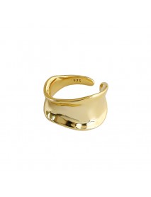 Fashion Irregular Flow River Wide 925 Sterling Silver Adjustable Ring