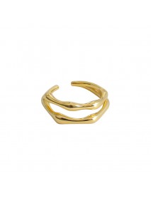 Modern Double Layer Irregular 925 Sterling Silver Adjustable Tail Ring