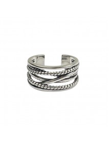 Vintage Multi Layer Beads Twisted 925 Sterling Silver Adjustable Ring