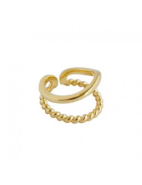 Fashion Double Layer Twisted 925 Sterling Silver Adjustable Ring