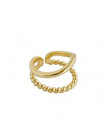 Fashion Double Layer Twisted 925 Sterling Silver Adjustable Ring