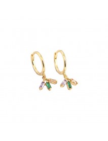 Fashion Colorful CZ Flower 925 Sterling Silver Hoop Earrings
