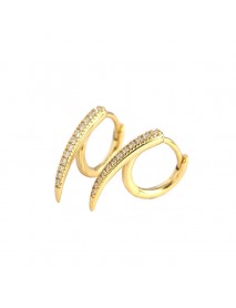 Modern CZ Lines Rivet 925 Sterling Silver Hoop Earrings