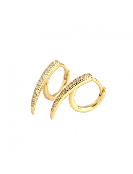 Modern CZ Lines Rivet 925 Sterling Silver Hoop Earrings