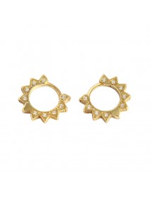 Fashion Punk CZ Gear Geometry Triangle 925 Sterling Silver Hoop Earrings
