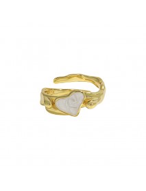 Women Irregular CZ Heart 925 Sterling Silver Adjustable Ring