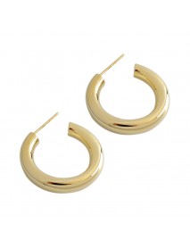 Modern Letter C Shape New 925 Sterling Silver Hoop Earrings