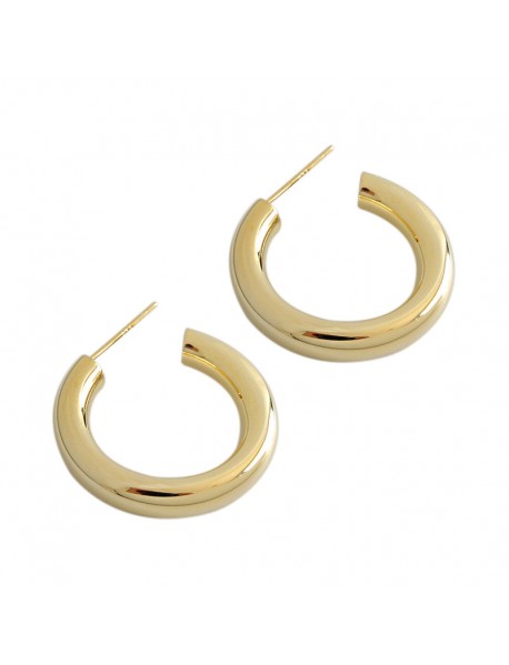 Modern Letter C Shape New 925 Sterling Silver Hoop Earrings